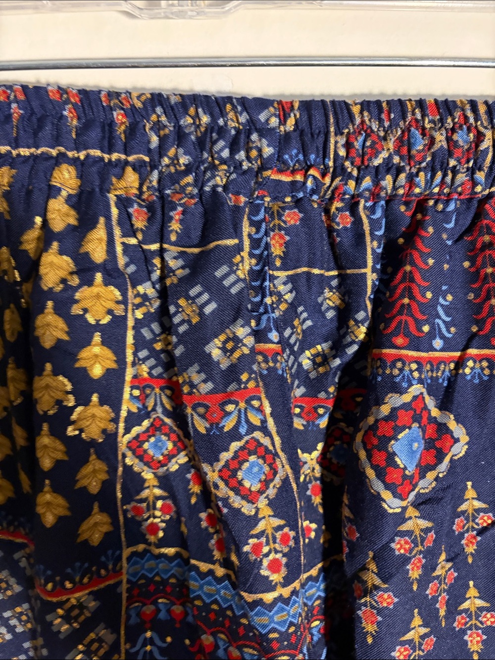 Navy Multi-Pattern Button Front Blouse - Picture 10 of 13